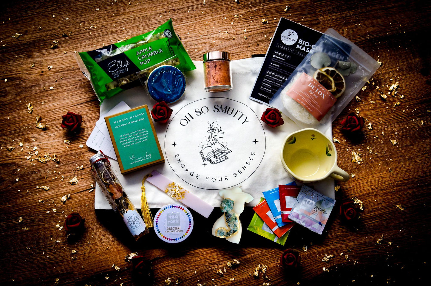 Book Box | Self-care Gift Box | Treat Yourself Like Royalty – Vanilla Caramel | Miss Moss Agate Crystal Venus Candle